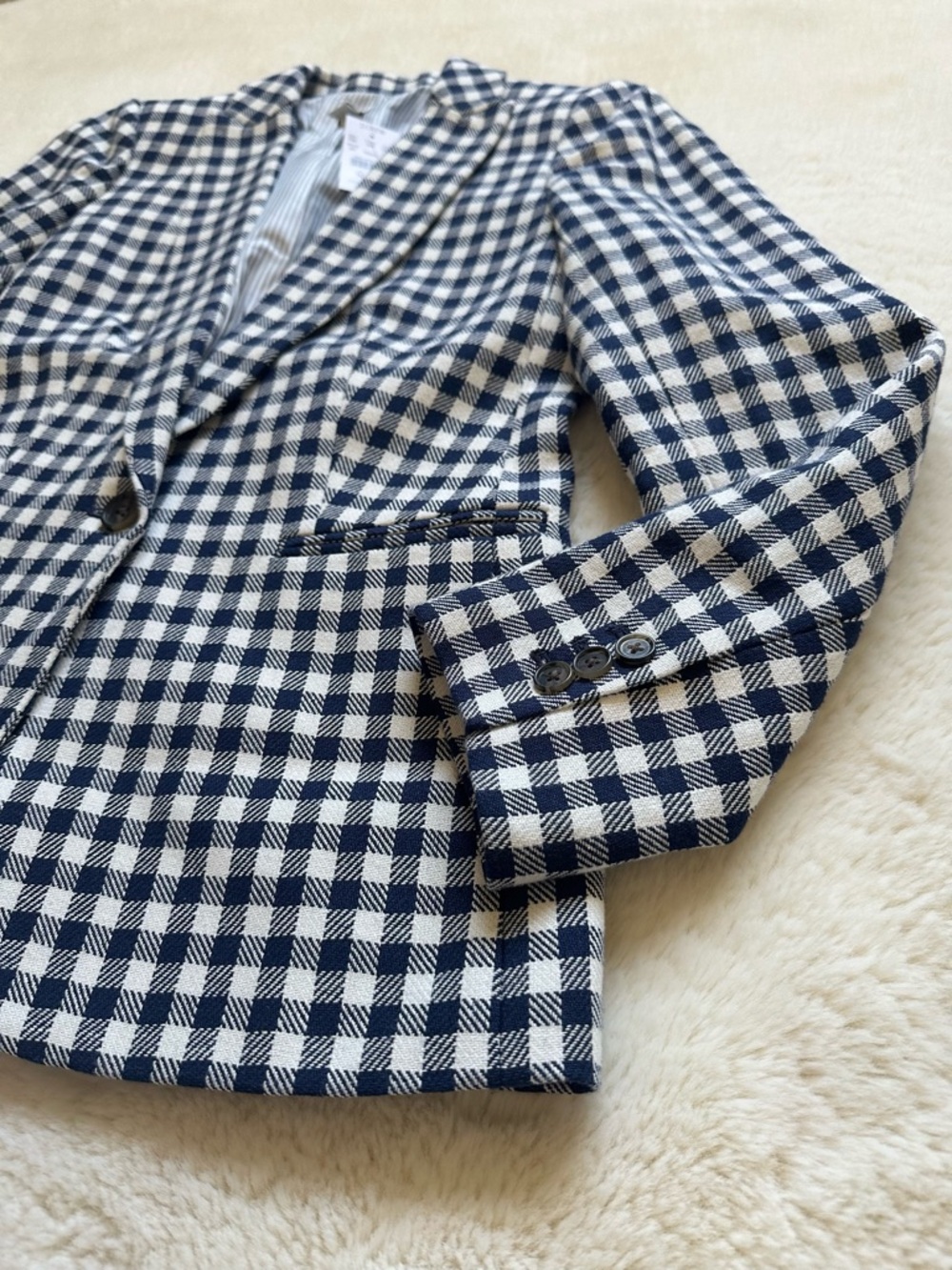 J. Crew Navy and White Gingham Blazer - Picture 8 of 11
